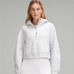 Lululemon Scuba Oversized Half Zip Hoodie M/L Light Gray EUC